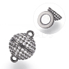 Brass Micro Pave Cubic Zirconia Magnetic Clasps with Loops ZIRC-E120-05-12mm-NR-2