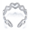 Non-Tarnish 304 Stainless Steel Hollow Heart Cuff Rings RJEW-N038-124P-3