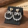 Brass Clear Cubic Zirconia Stud Earrings EJEW-D301-06G-01-3