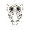 Antique Silver Alloy Rhinestone Owl Large Pendants ALRI-J005-28AS-1