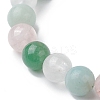 8mm Round Natural Rose Quartz & Amazonite & Green Aventurine & Quartz Crystal Beaded Stretch Bracelets for Women BJEW-JB10625-02-3