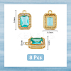 8Pcs 2 Colors Octagon Rectangle Brass Micro Pave Cubic Zirconia Charms KK-DC0002-81-2