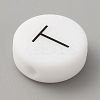 White Flat Round with Black Letter Silicone Beads LS-SIL-TAC0009-03T-2
