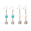 2Pair 2 Style Synthetic Turquoise & Howlite with Yin Yang Long Dangle Earrings EJEW-JE04962-03-1