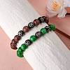 Coconut Brown Natural Mashan Jade Round Beaded Stretch Bracelet BJEW-SW00077-09-4