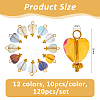 120Pcs 12 Colors Electroplate Glass Pendants PALLOY-FH00171-2