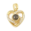Brass Micro Pave Cubic Zirconia and Glass Pendants KK-M315-01G-03-1