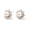 ABS Imitation Pearl Beaded Flower Stud Earrings EJEW-P213-11P-1