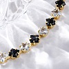 Brass Rhombus Cubic Zirconia Cup Chain Necklaces for Women NJEW-U033-01G-03-3