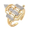 Brass Micro Pave Clear Cubic Zirconia Cuff Finger Rings for Women RJEW-U033-01GP-4