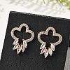Flower Brass Micro Pave Clear Cubic Zirconia Stud Earrings for Women EJEW-G428-18G-02-1