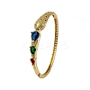 Rack Plating Brass Micro Pave Cubic Zirconia Hinged Bangles BJEW-H624-01G-4