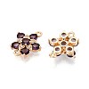 Brass Pave Cubic Zirconia Flower Connector Charms KK-T078-25G-2