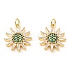 Rack Plating Brass Micro Pave Clear Cubic Zirconia Pendants KK-M253-10G-05-1