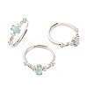 Horse Eye Natural Amazonite Adjustable Rings RJEW-Q817-02P-03-1