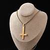 304 Stainless Steel Christian Upside Down Cross Pendant Box Chain Necklaces NJEW-NH0001-07G-5