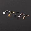 304 Stainless Steel Rhinestone Round Ball L-Shaped Nose Rings WGE5A2F-11-1