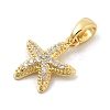 Rack Plating Leaf Brass Clear Cubic Zirconia Pendants KK-S407-13G-D-2
