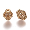 Hollow Brass Micro Pave Clear Cubic Zirconia Beads ZIRC-L075-65A-G-1