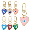 7Pcs 7 Colors Heart with Evil Eye Alloy Enamel Pendant Decorations HJEW-FH0001-74-1