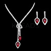 Alloy Rhinestone Pendant Necklaces & Earrings Sets for Women WGE8301-09-1