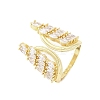 Brass Micro Pave Clear Cubic Zirconia Cuff Rings for Women RJEW-A062-02G-2