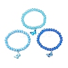 Electroplated Faceted Rondelle Glass Beaded Stretch Bracelet Sets BJEW-JB10482-4