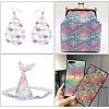 Fingerinspire Mermaid Fish Scale Pattern PU Leather Fabric AJEW-FG0001-04-7