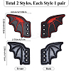 2 Pairs 2 Styles Halloween Imitation Leather Shoe Buckle for DIY Shoe Accessory AJEW-GF0011-82C-2