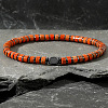 Dyed Natural Imperial Jasper & Synthetic Non-magnetic Hematite Beads Stretch Bracelets for Men EG0676-5-1
