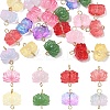 24Pcs 8 Colors Lotus Flower Transparent Glass Connector Charms PALLOY-YW00110-1