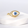 Evil Eye 201 Stainless Steel Open Cuff Rings for Women US1717-2-1
