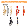 3 Pairs 3 Colors Resin Wing Dangle Stud Earrings EJEW-FI0002-17-2