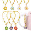 7Pcs 7 Colors Flower Alloy Enamel Cup Charms HJEW-GL00001-1