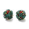 Christmas Theme Polymer Clay Rhinestone Beads with Resin RESI-Z045-01B-1