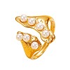 304 Stainless Steel Imitation Pearl Cuff Open Rings for Women WGC51AB-02-2