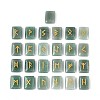 25Pcs Rectangle Natural Green Aventurine Rune Stones with Elder Futhark Alphabet Engraved G-T142-36-2