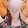Hollow Triangle Alloy & White Synthetic Opal Pendant Necklaces for Women FS-WG91181-01-4