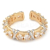 Letter X Brass Micro Pave Clear Cubic Zirconia Open Cuff Ring for Women RJEW-Q819-08G-2