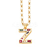 Brass Pave Colorful Cubic Zirconia Initial Pendant Necklaces FS-WG26597-26-1