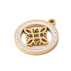 Preserved Fresh Flower 304 Stainless Steel Rhinestone Pendants STAS-S139-01G-02-2