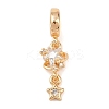 Brass Pave Clear Cubic Zirconia European Dangle Charms KK-K407-37G-1
