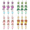 Natural Green Aventurine & Natural Sunstone & Natural Ametrine & Cherry Quartz Glass Chip & Acrylic Heart & Imitation Round Pearl Beaded Connector Charms PALLOY-GO00061-1