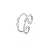 Non-Tarnish 304 Stainless Steel Double Line Open Cuff Ring for Women RJEW-S405-200P-3