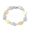 201 Stainless Steel Flat Round & Teardrop Link Chain Bracelets for Women Men BJEW-I316-01PG-1