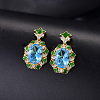 Brass Micro Pave Cubic Zirconia Oval Stud Dangle Earrings for Women TP9450-3-1