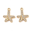 Brass Micro Pave Clear Cubic Zirconia Charms KK-C155-24G-1