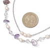 Natural Amethyst Chip & Glass & 304 Stainless Steel Handmade Link Chain Double Layer Necklaces for Women NJEW-JN05363-01-3
