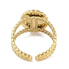 Ion Plating(IP) 304 Stainless Steel Enamel Oval Cuff Finger Rings RJEW-L107-060G-02-3