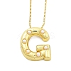 Brass & Plastic Pearl Letter Pendant Box Chain Necklaces for Women LS-NJEW-U017-01G-07-1
